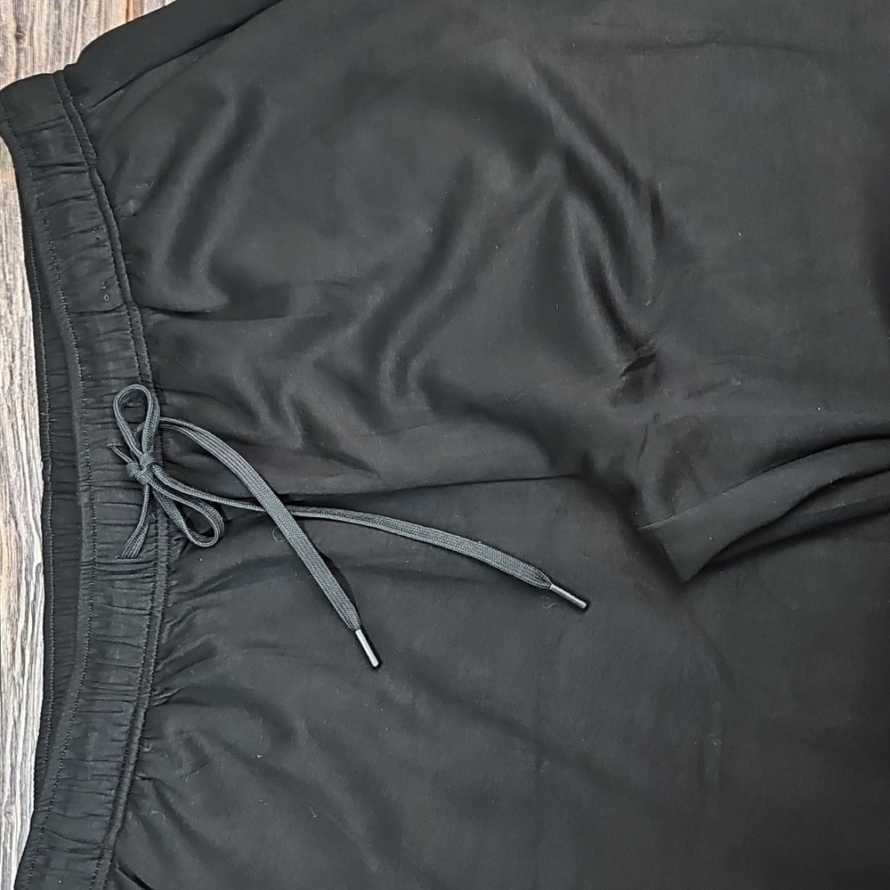 NEW PINSPARK BLACK DRAWSTRING WIDE LEG JOGGERS - Picture 2 of 12